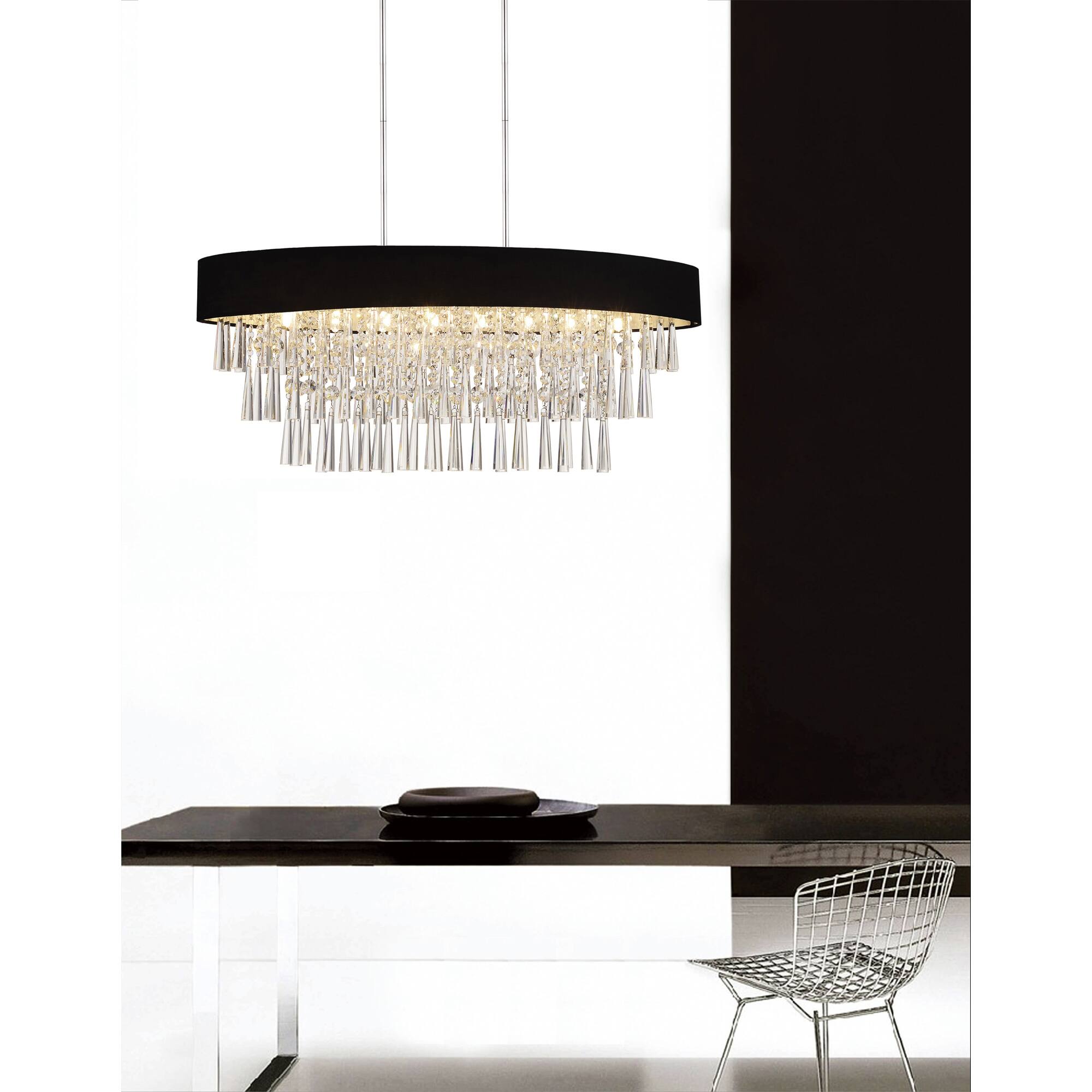 Alt View 2. CWI Lighting - Franca 8 Light Drum Shade Chandelier With Chrome Finish - Black.