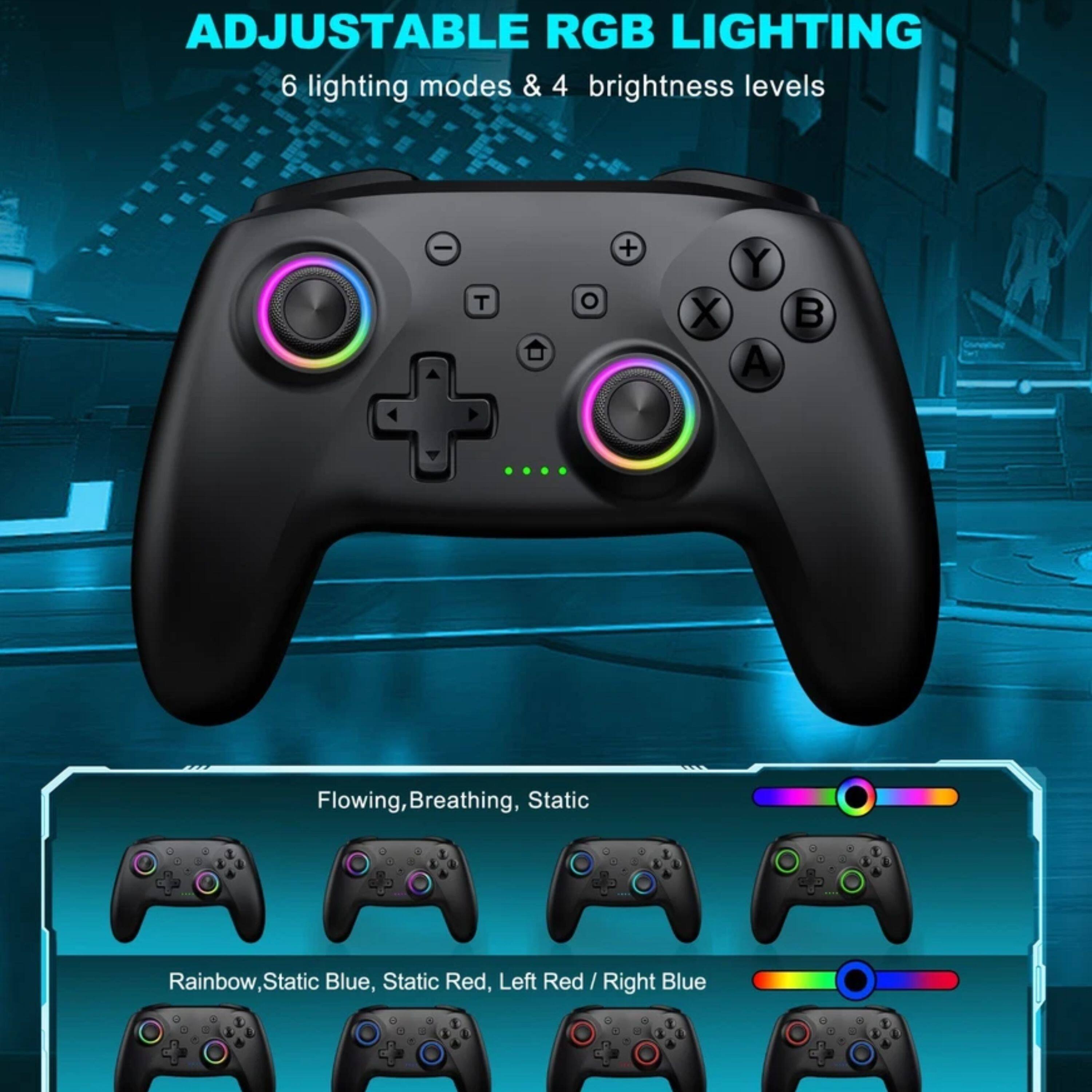 ADJUSTABLE RGB LIGHTING  
6 lighting modes & 4 brightness levels  

- Flowing, Breathing, Static  
- Rainbow, Static Blue, Static Red, Left Red / Right Blue