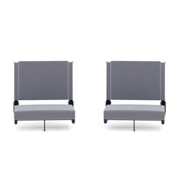 Emma + Oliver - Set of 2 500 lb. Rated Lightweight Stadium Chair with Ultra-Padded Seat - Gray