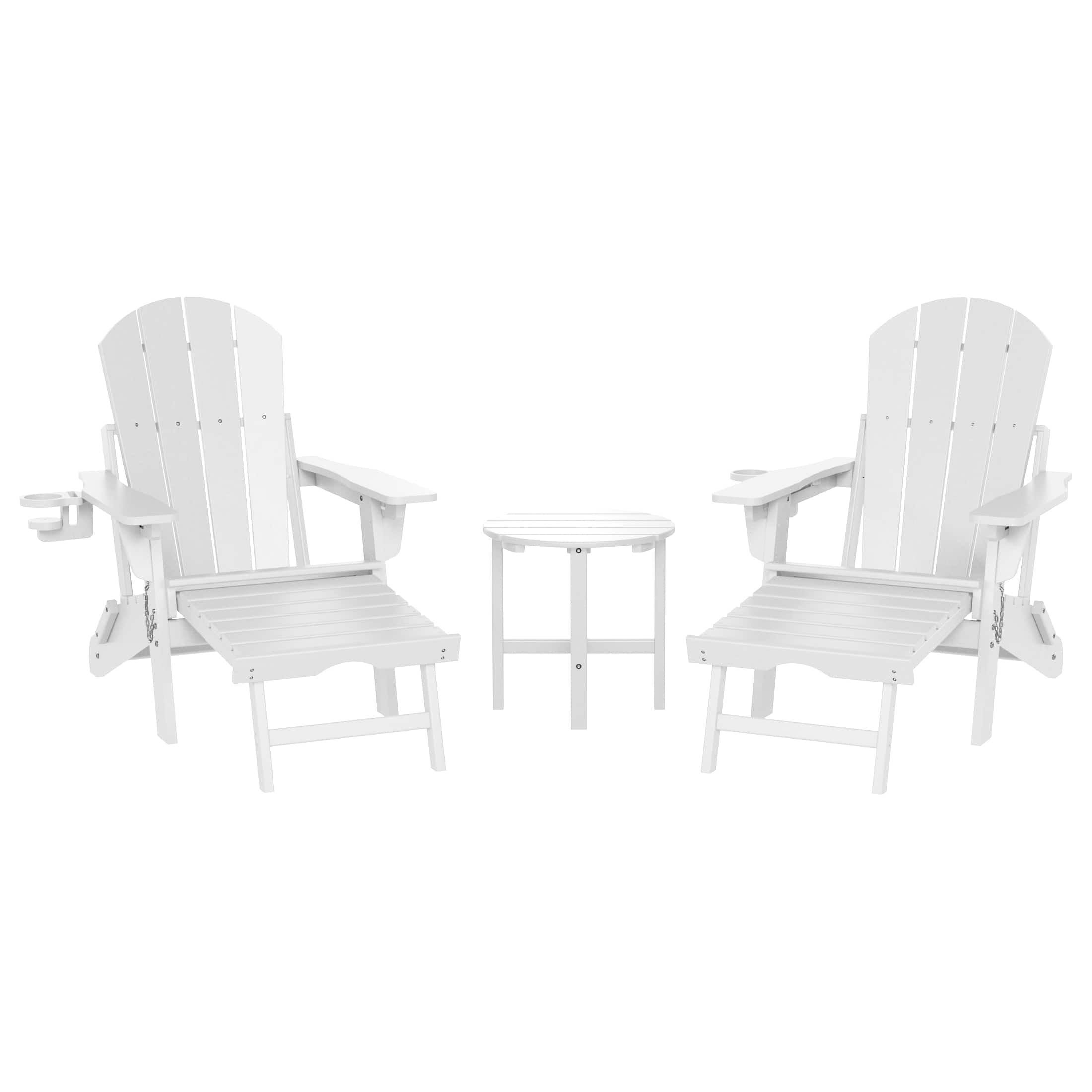 WestinTrends - Malibu 3-Piece Outdoor Folding Adjustable Adirondack Chair with Cup Holder & Side Table - White price history on PriceWatchPro