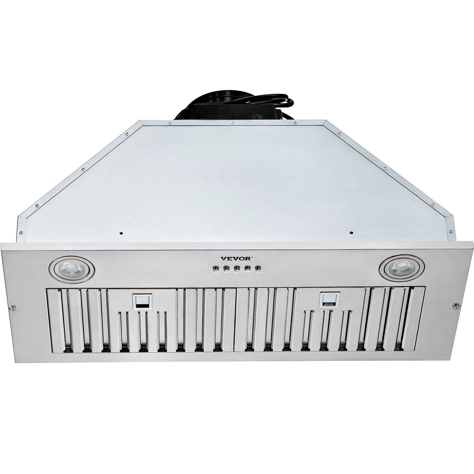 Alt View 5. VEVOR - Insert Range Hood, 800CFM 3-Speed, 30 Inch Stainless Steel Built-in Kitchen Vent with Push Button Control LED Lights - Silver.