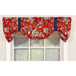 RLF Home - Gianna Suspender Valance 3" Rod Pocket, contrast ribbon Tie. 50" x 17" - Red