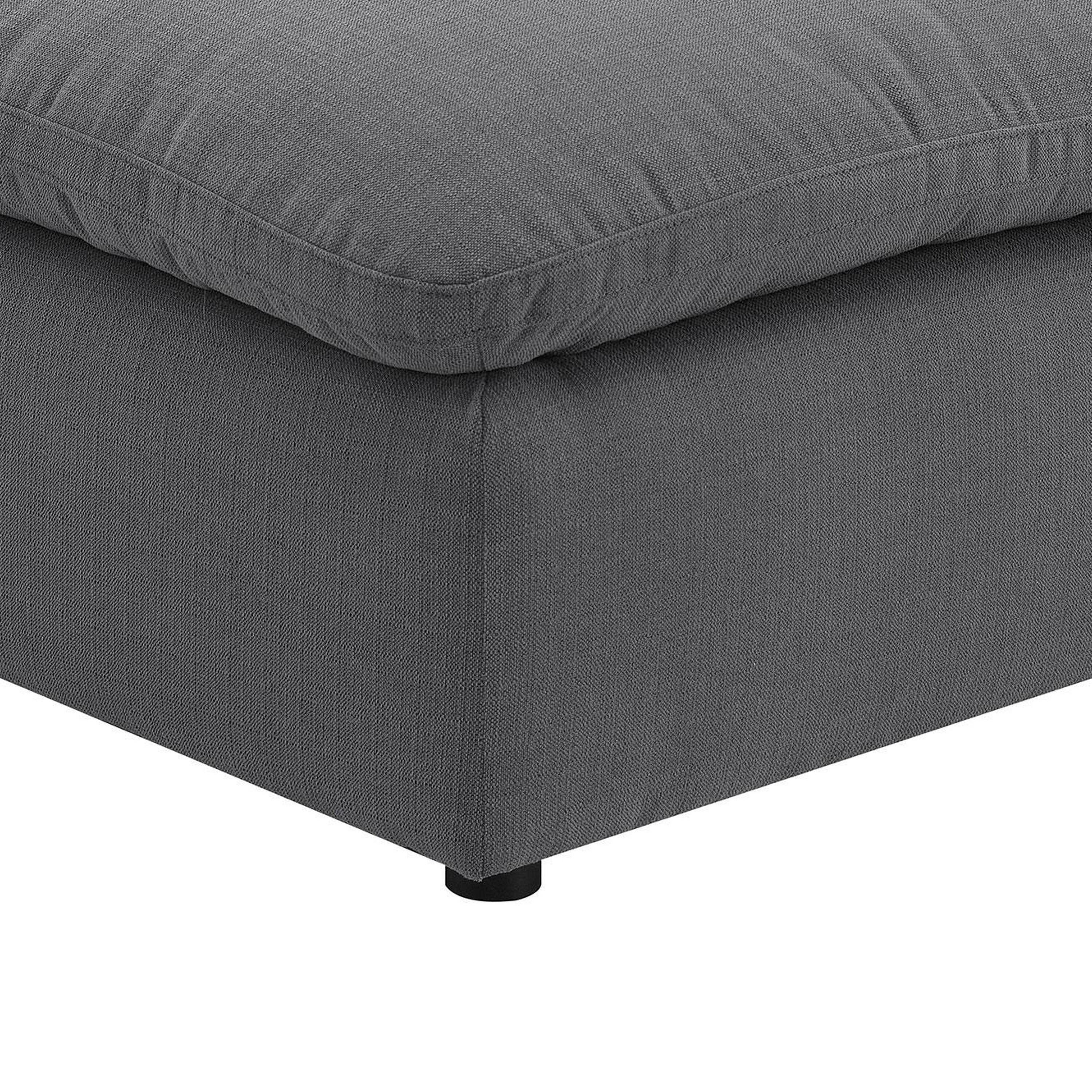 Alt View 3. Manhattan Lane - Hobo Square Ottoman, Charcoal Gray Fabric, Foam Cushions, 40 Inch - Gray, Black.