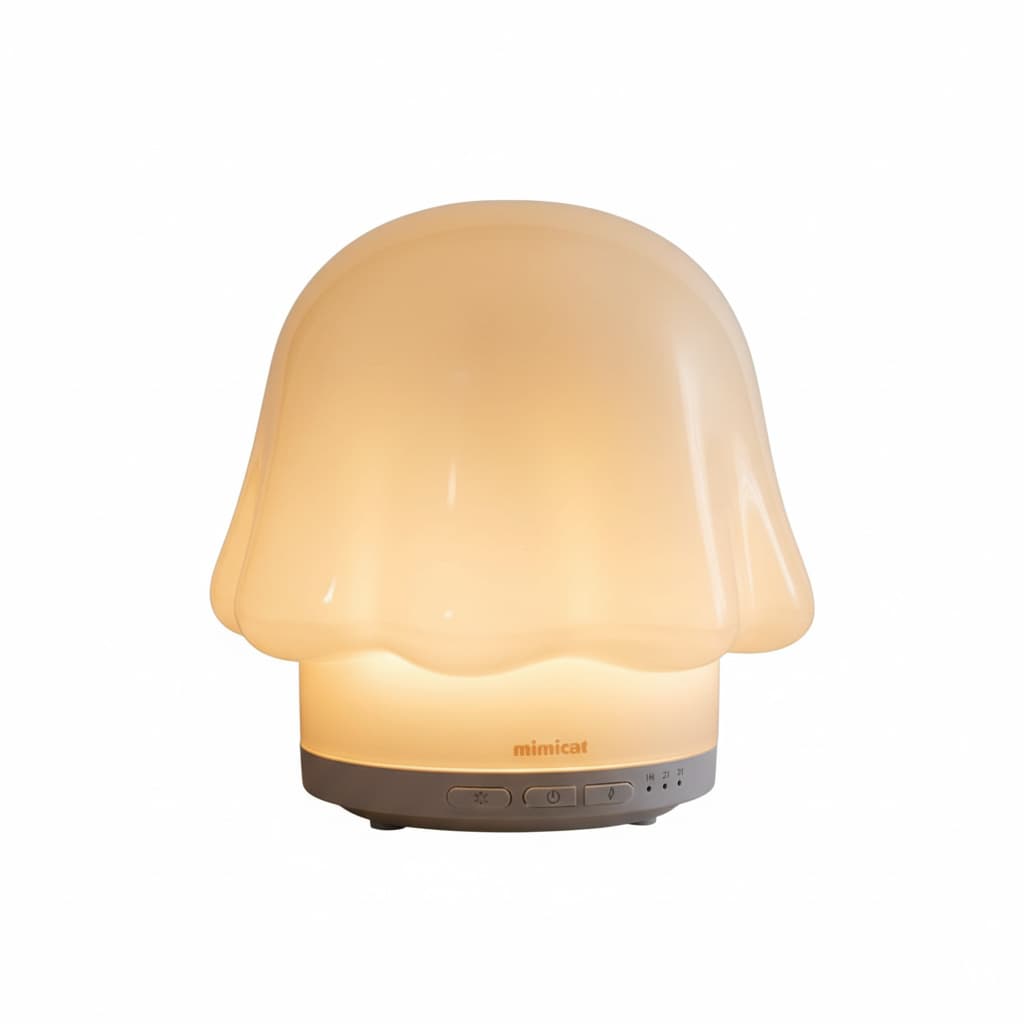 Front. FINEAK - 120ml Cream White Glass Essential Oil Diffuser | Timer & Night Light.