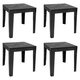 Sunnydaze - 16.5" Square Weather-Resistant Outdoor End Tables - 4 - Black