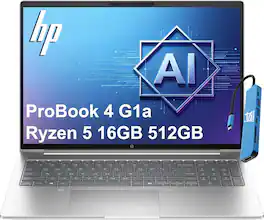 HP - Upgraded - ProBook 4 G1a 16" FHD+ Laptop - ProBook 465 - AI PC - AMD Ryzen 5 230 - 16GB Memory - 512GB SSD - Backlit - Win 11Pro - Silver