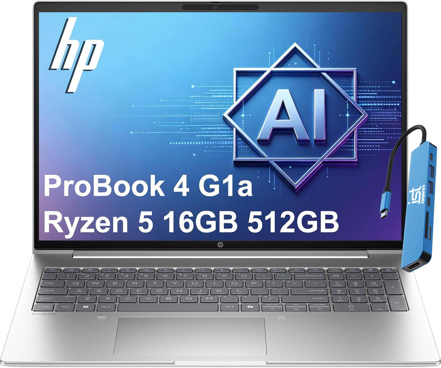 HP - Upgraded - ProBook 4 G1a 16" FHD+ Laptop - ProBook 465 - AI PC - AMD Ryzen 5 230 - 16GB Memory - 512GB SSD - Backlit - Win 11Pro - Silver