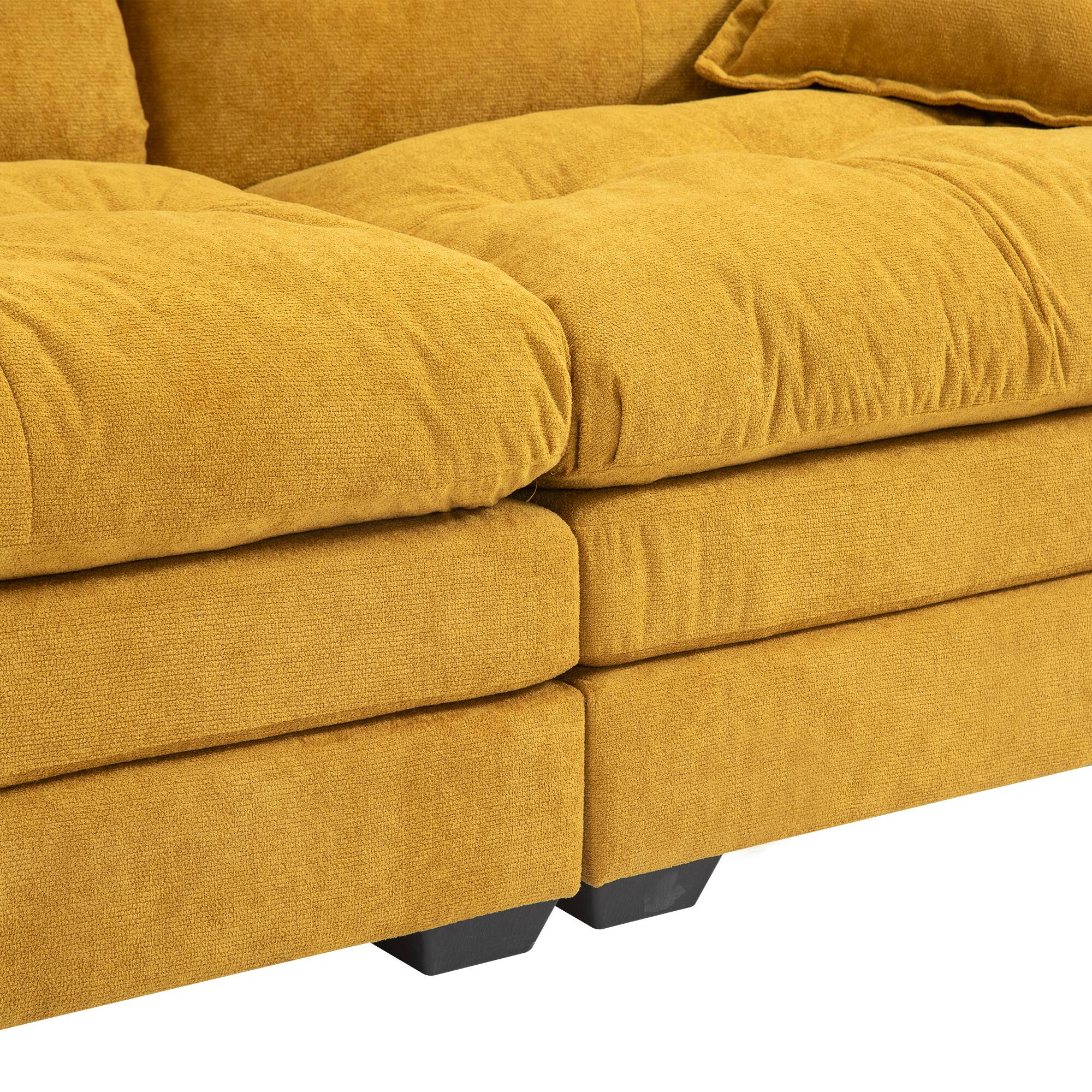 Alt View 7. Tiramisubest - 84"Chenille Sofa,Loveseat Deep Seat Sofa Couch with Pillows & Memory Foam for Living Room,Apartment,Office Lounge-Yellow - Yellow.