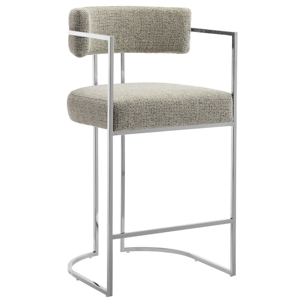 Modway - Huron Curved Back Fabric and Metal Counter Stool - Silver