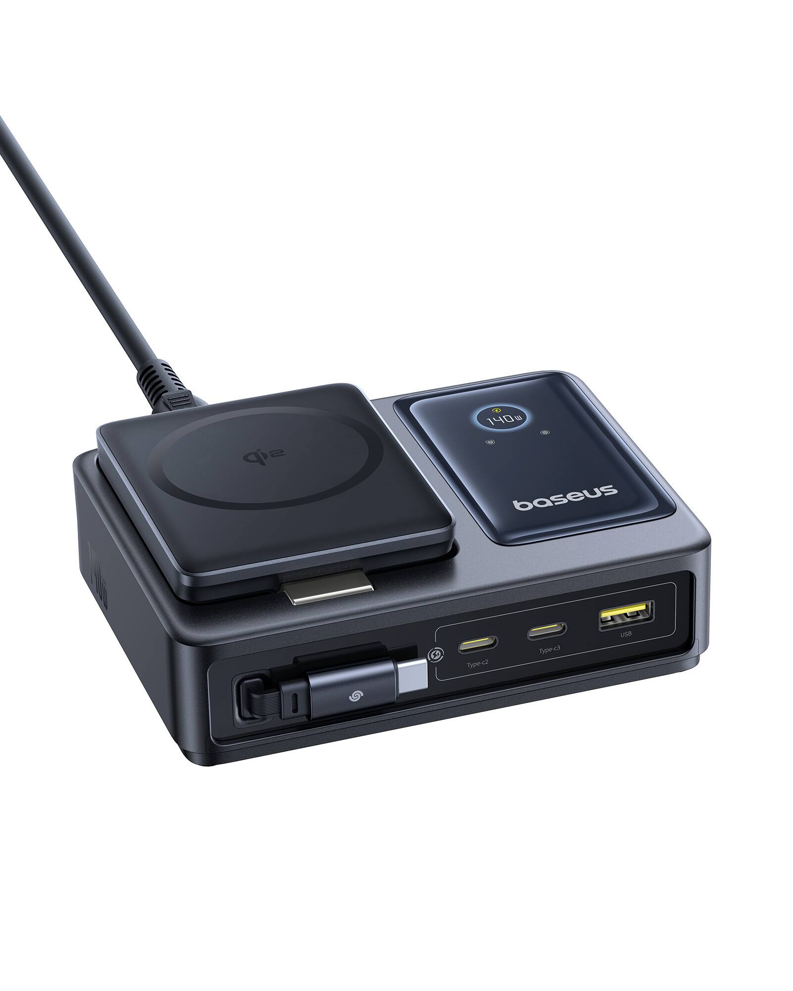 The text on the image reads: "sip 2 E 140 - -- baseus C Tylee2 -2 HT use 3". This text appears to be a combination of various elements, such as a product name, a model number, and possibly a description or usage instructions. However, without more context or information, it is difficult to accurately group and correct the text.