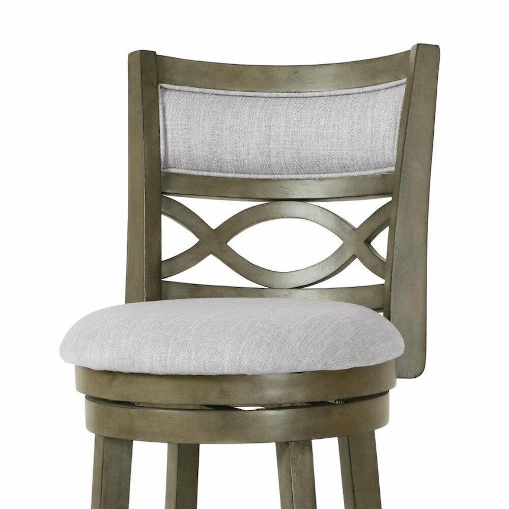 Angle. FurniFact - Wood Swivel Bar Stool Set of 2 Gray Fabric - Grey.