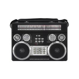 Stock Preferred - RetroBox Portable Bluetooth Speaker with AM/FM/SW Flashlight & Disco Lights Black