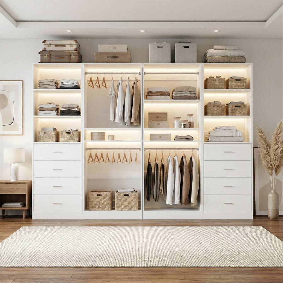 Aheaplus 92.6" Walk in Closet Organizer System with 8 Drawers and 4 ...