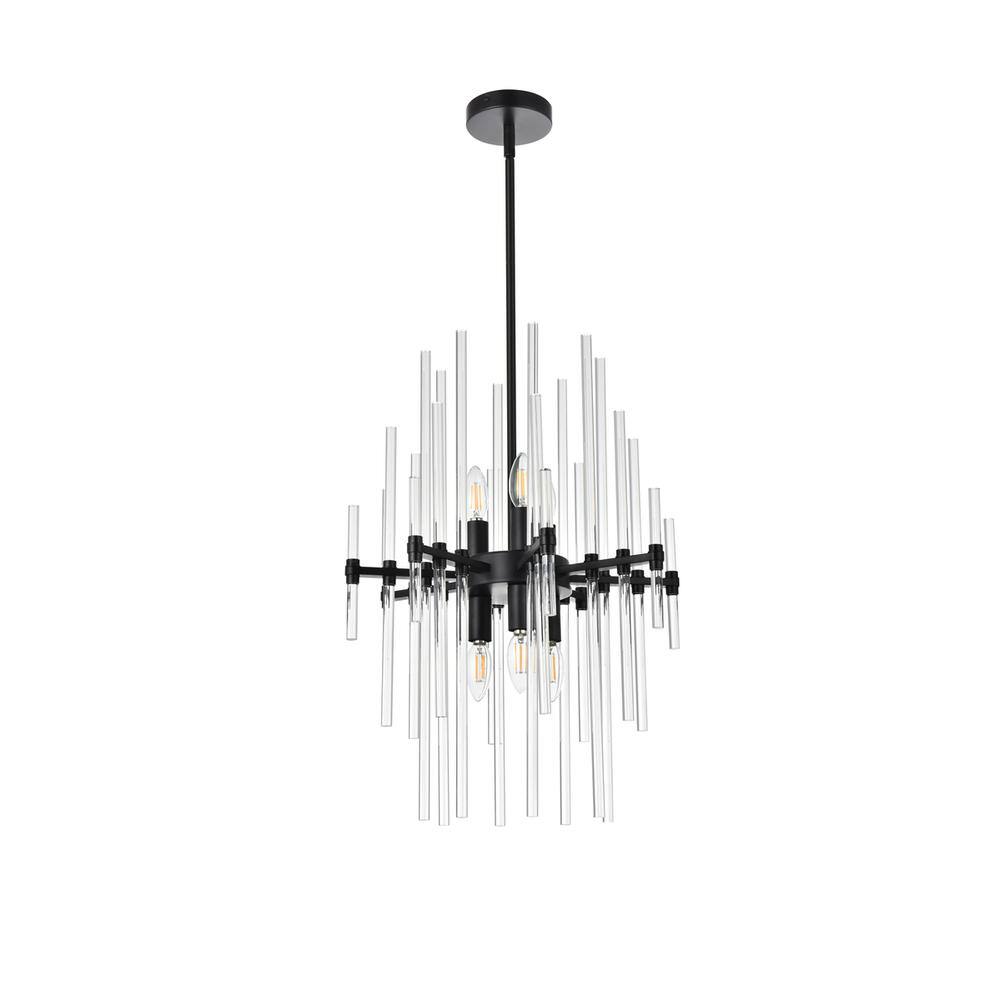 Alt View 1. Elegant Lighting - Sienna 17 inch crystal rod pendant in black - Black.