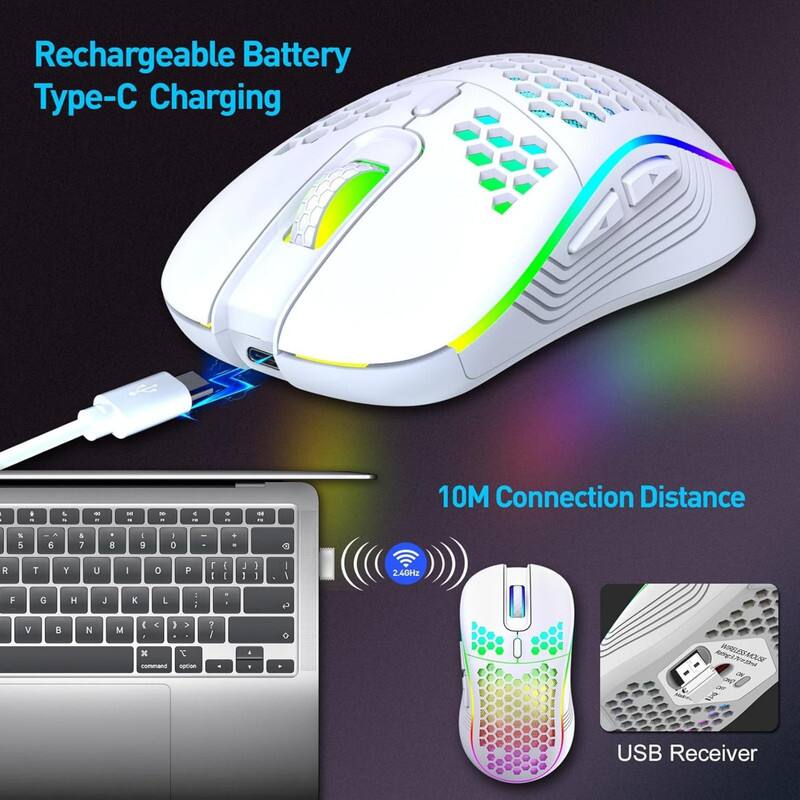 Rechargeable Battery Type-C Charging

10M Connection Distance

2.4GHz Wireless Mouse

USB Receiver