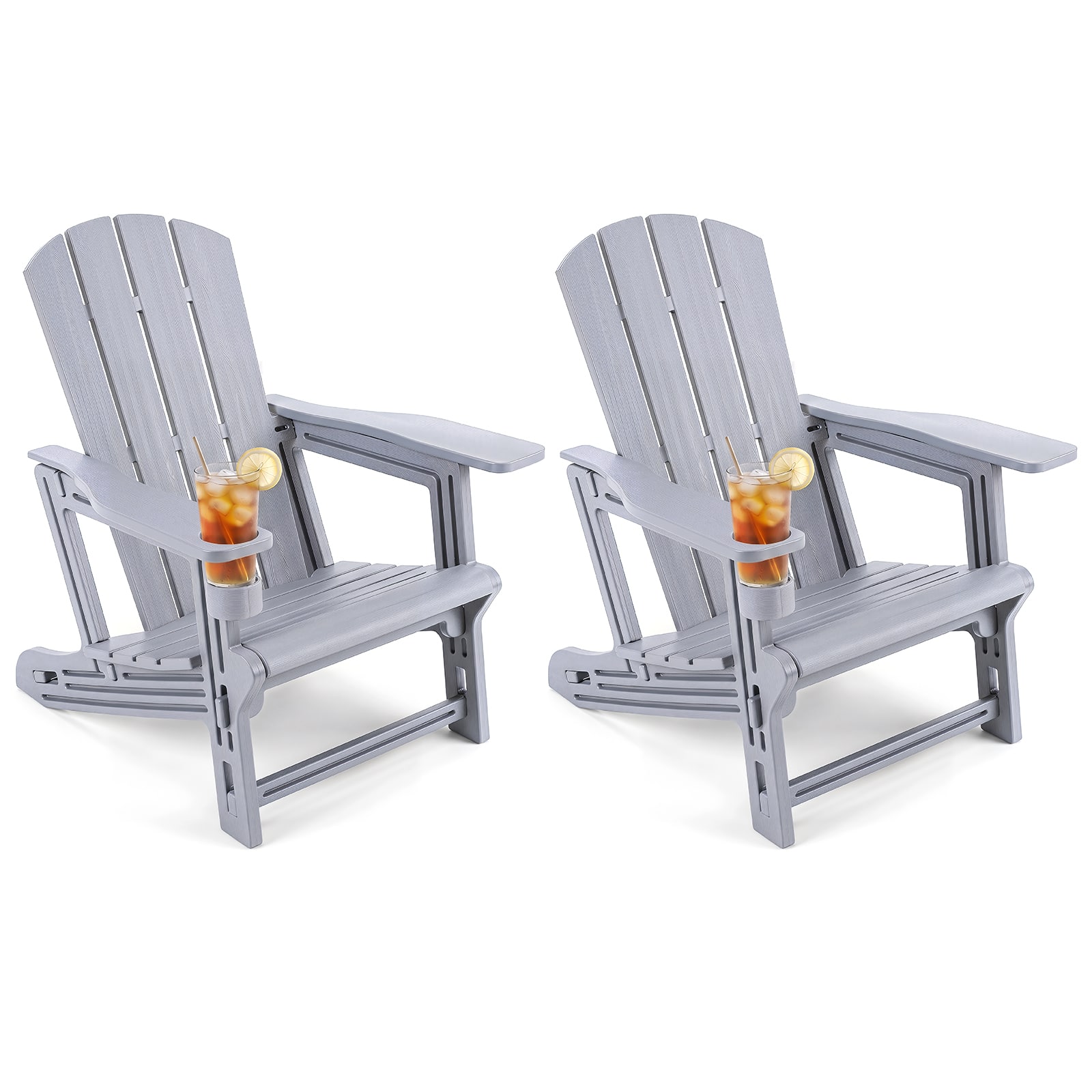 Costway - 2 PCS HDPE Adirondack Chairs with Realistic Wood Grain, Extended Backrest - Gray price history on PriceWatchPro