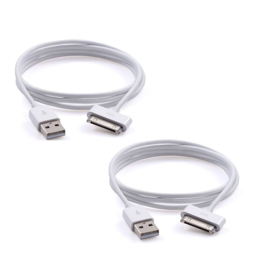 Qixxronics - 2pcs 6FT 30 Pin Cable for iPhone 4s, 6FT 30Pin USB Sync and Charging Data Cable for iPhone 4/4S/3G/3GS, iPad 1/2/3 - White