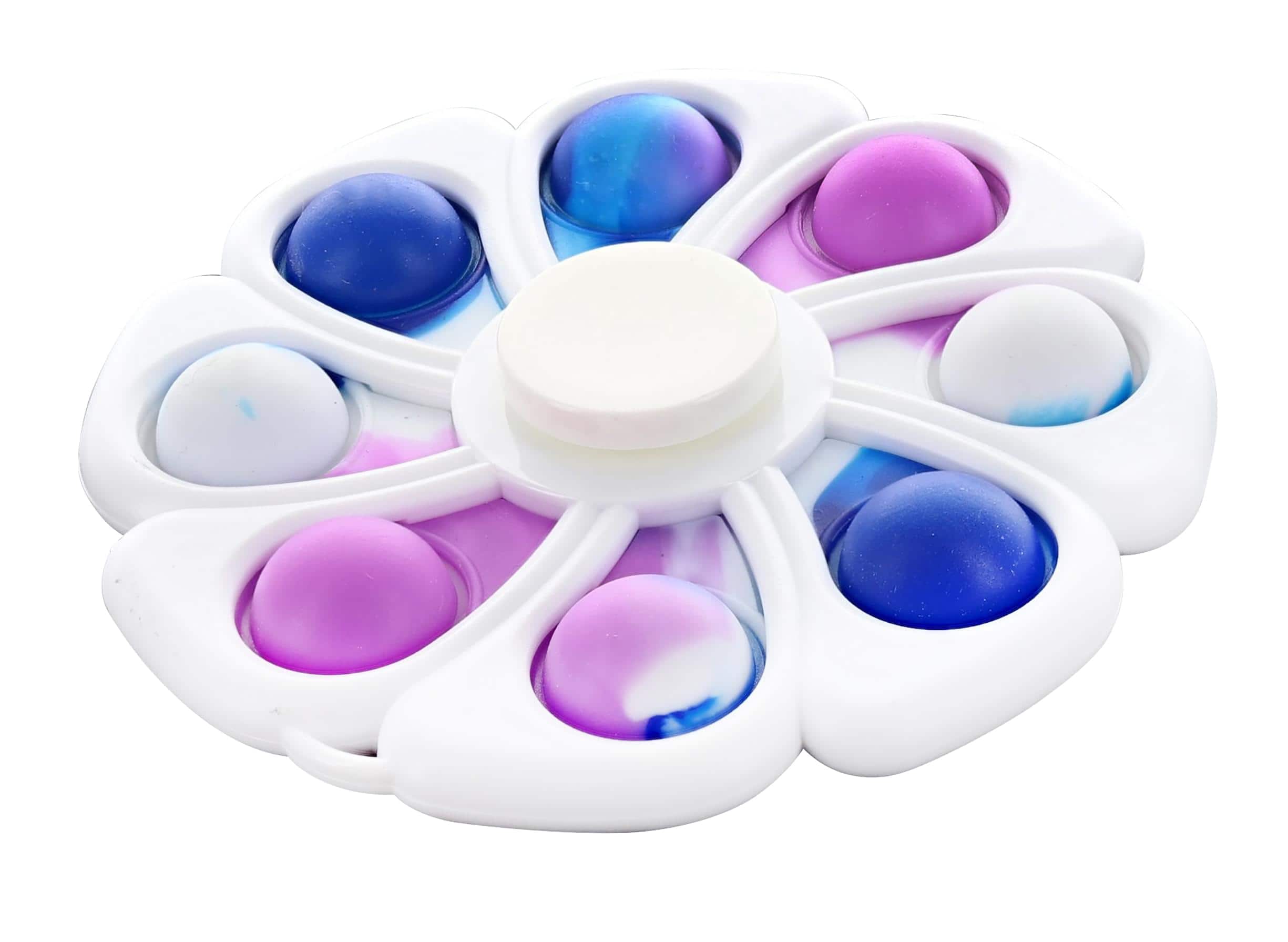 Toynk - Pop Fidget Toy Spinner White Flower 8-Button Bubble Popping Game - Blue