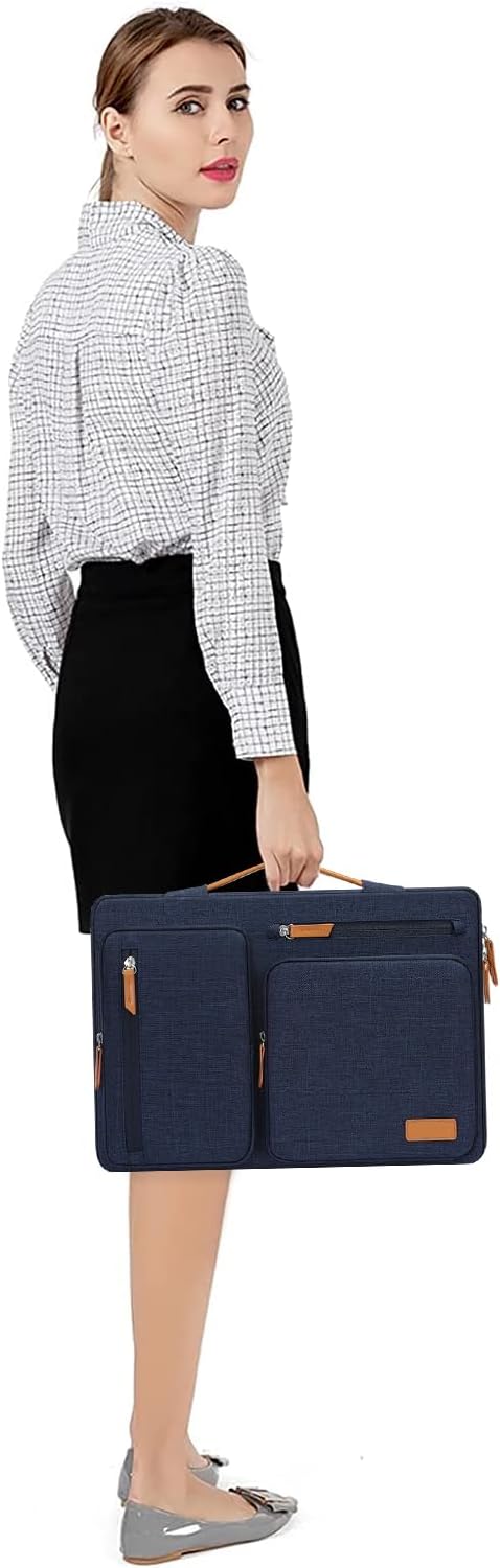 Alt View 2. mosiso - 360 Protective Laptop Handbag Sleeve 15-15.6 inch for MacBook Pro 16 HP Acer Dell Lenovo ASUS - Navy Blue.