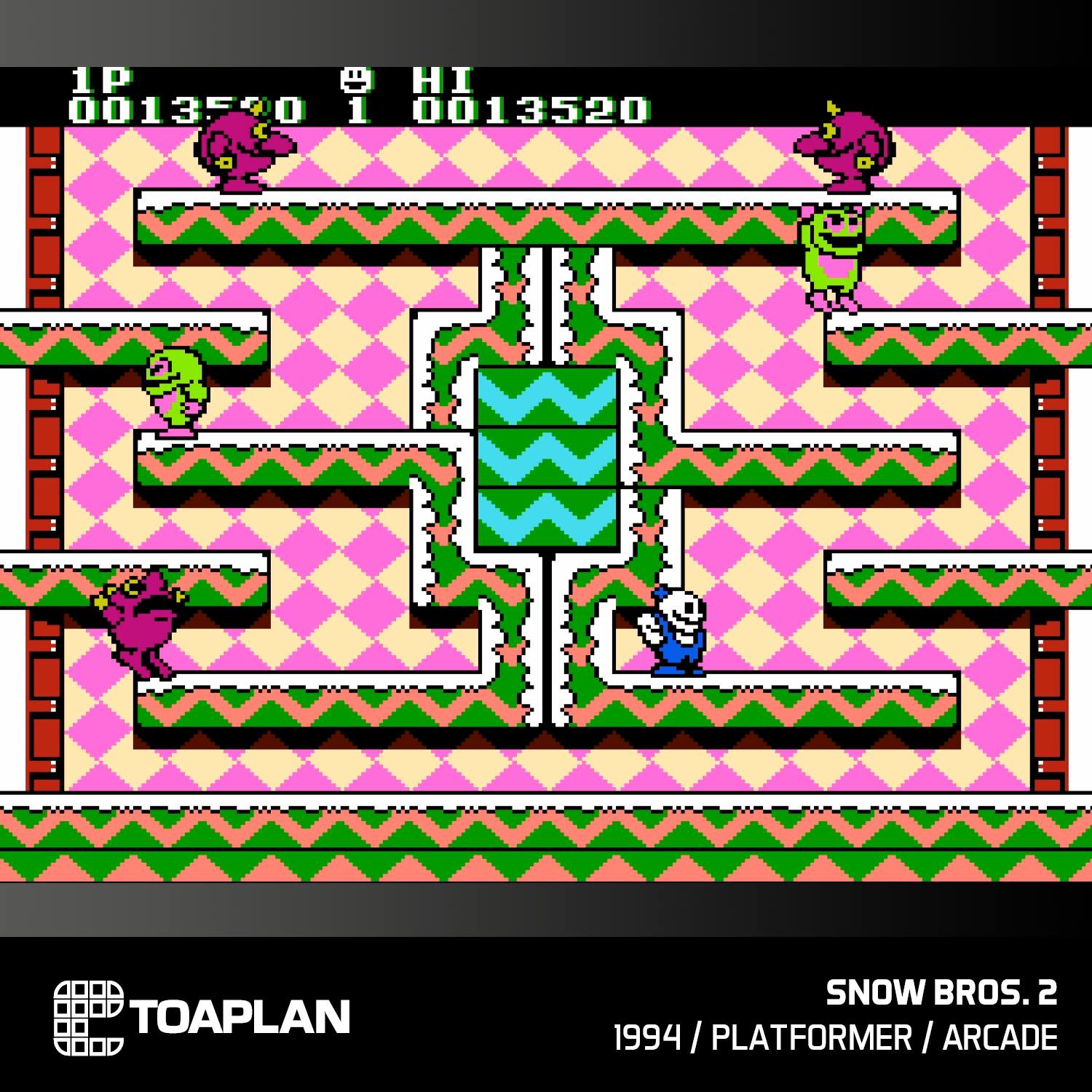 1P ] HI 0013540 O 1 0013520 TOAPLAN SNOW BROS. 2 1994 / PLATFORMER / ARCADE