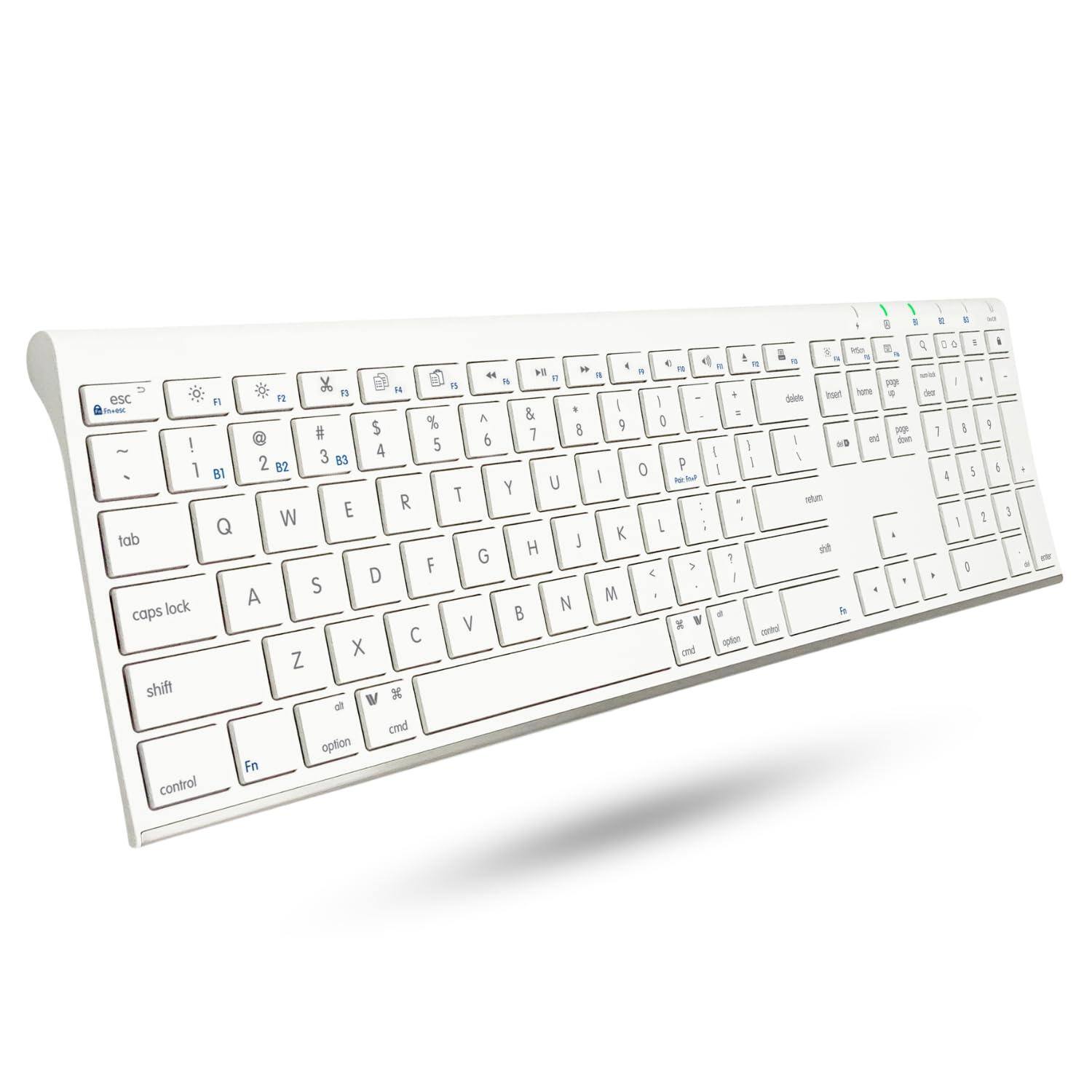 METALTON - For Compatible Or Macbook Pro air Imac Multi device Up To 3 Devices With 20 Shortcuts Numeric Keypad And - White