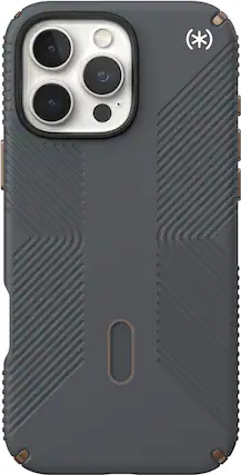 Front. Speck - Presidio2 Grip ClickLock Case with MagSafe for Apple iPhone 16 Pro Max - Charcoal Grey.