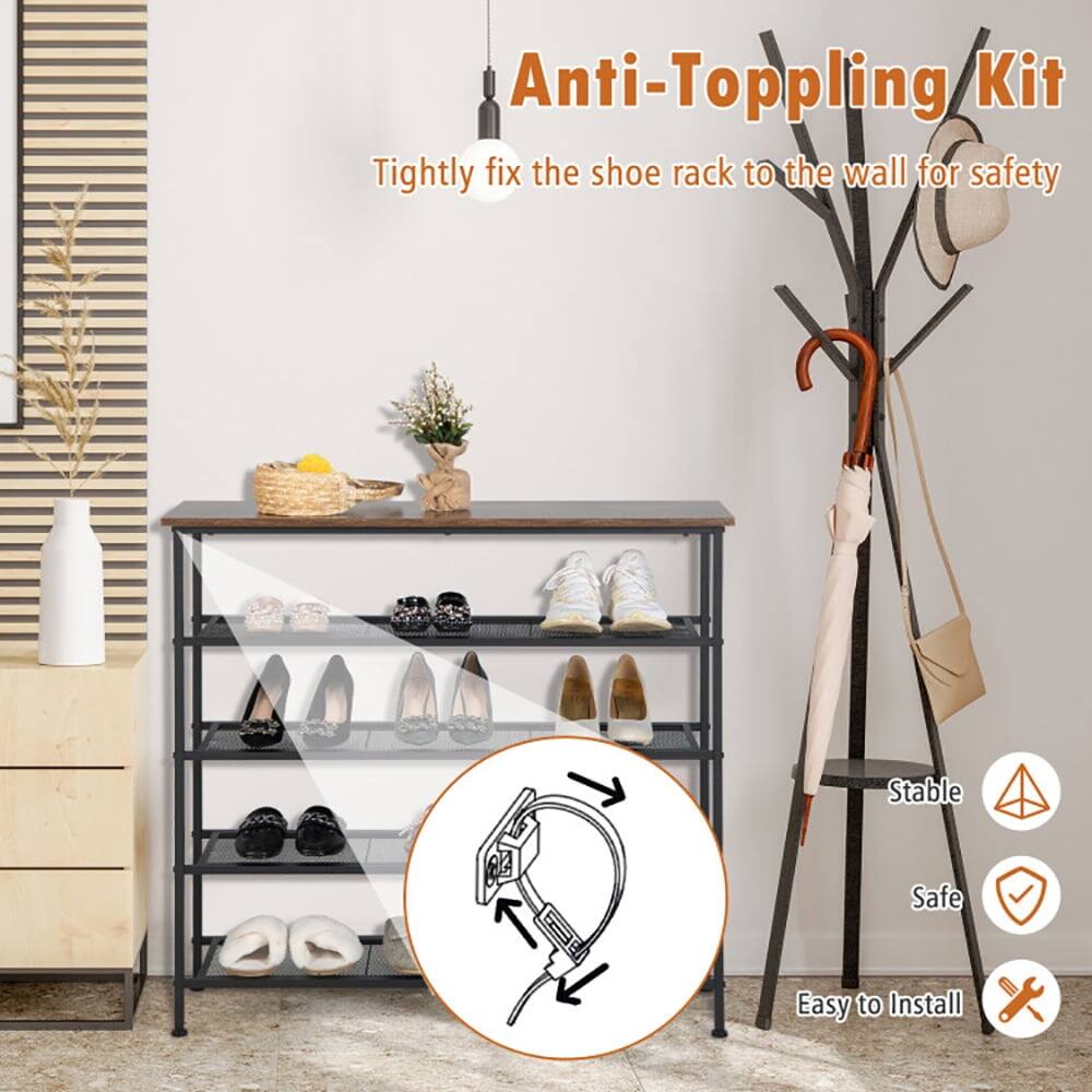 Anti-Toppling Kit  
Tightly fix the shoe rack to the wall for safety  
Stable  
Safe  
Easy to Install