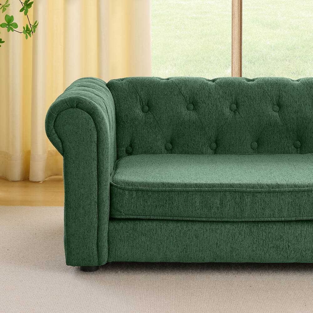 Left. APRILSOUL - Elegant rectangular pet bed for big and oversized dogs linen fabric dog sofa OLIVE GREEN - Olive Green.