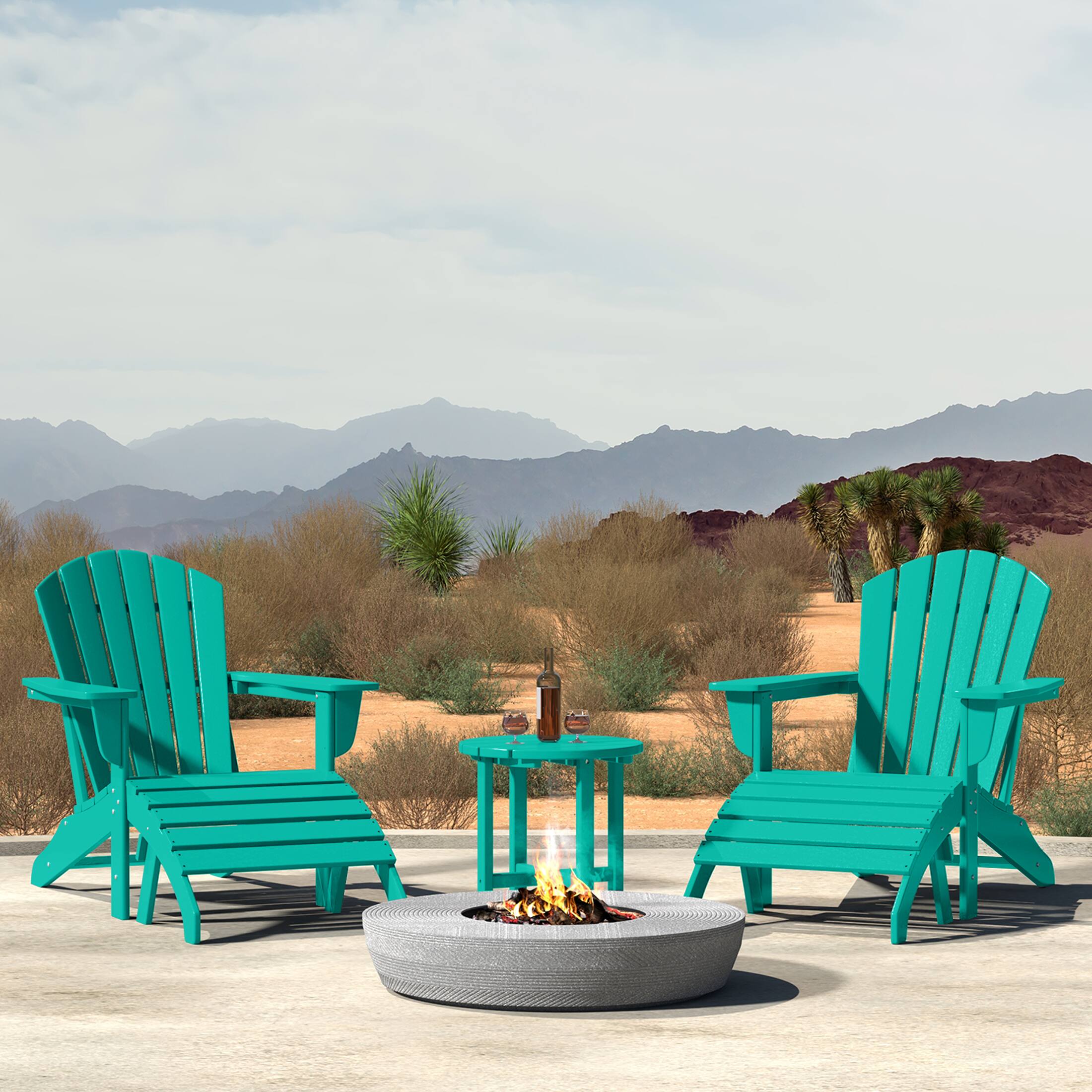 Angle. WestinTrends - WestinTrends Dylan Outdoor Adirondack Chair With Ottoman And Side Table 5-Piece Set - Turquoise.