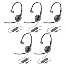 Bundle - HP - Headphones with Microphone C3210 5-Pack - Black