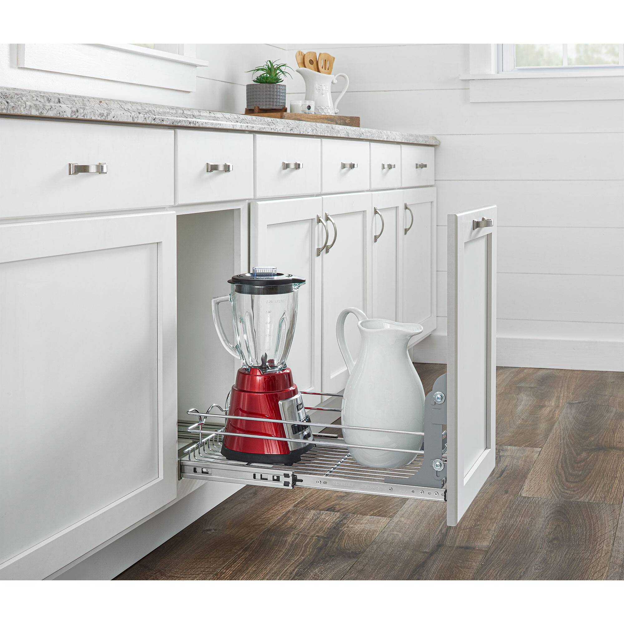 Alt View 7. Rev-A-Shelf - Rev-A-Shelf Pullout Single Basket Organizer for Kitchen Cabinets, 12 x 22 in, 5WB1-1222CR-1 - Silver.