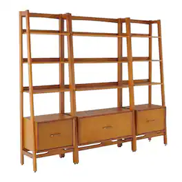FurniFact - Large Finish Freestanding Shelves with Anti-Tip Hardware - Acorn
