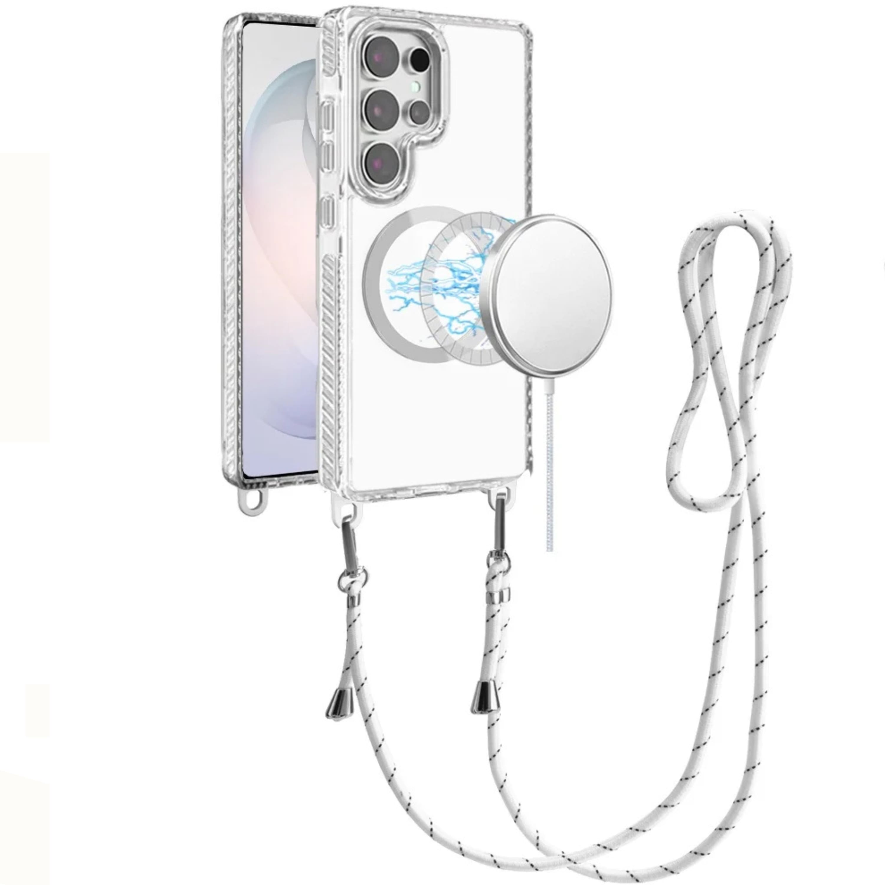 Kitcheniva - Transparent Phone Case With Matching Lanyard Tempered Glass For Samsung Galaxy S26 Ultra - White