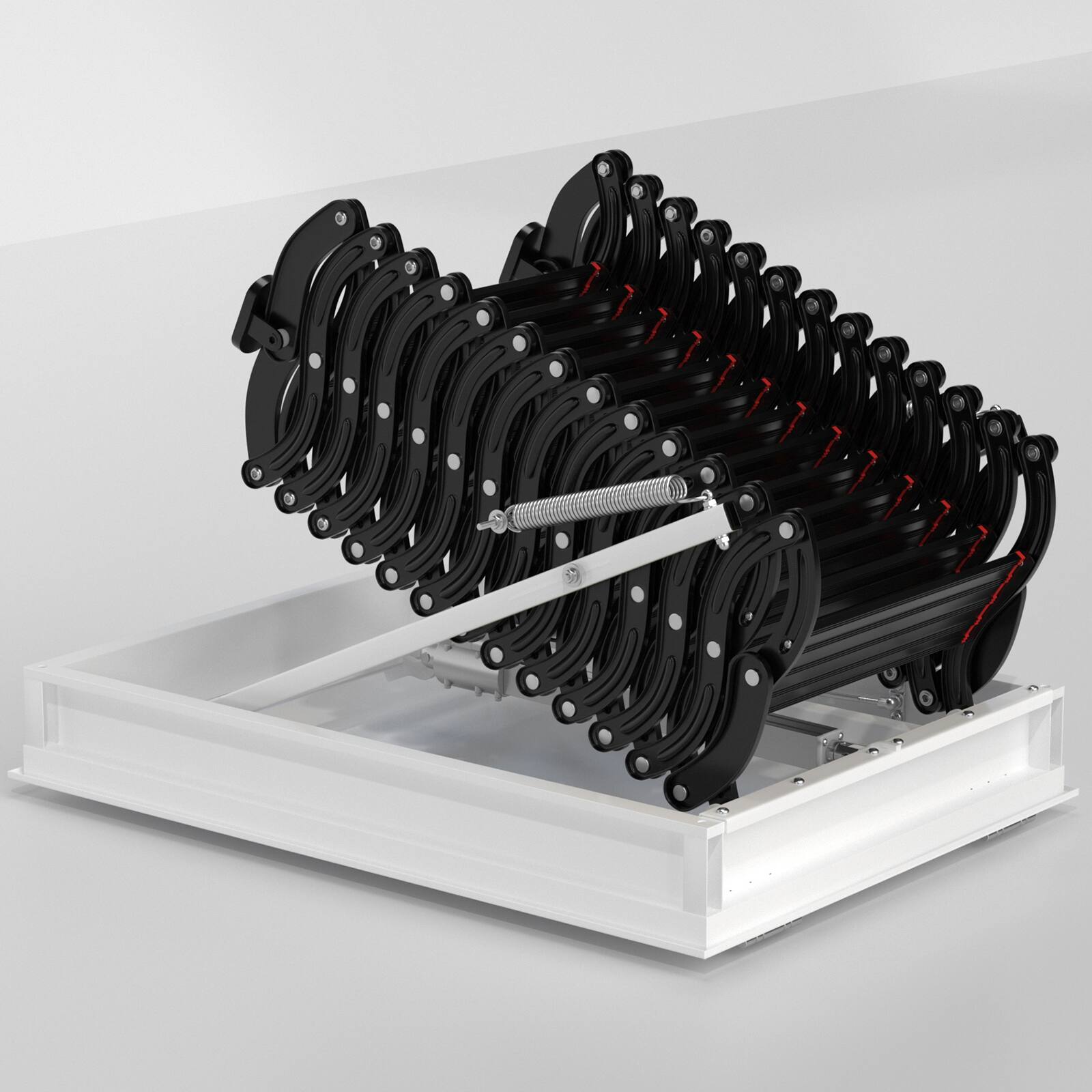 Left. Topteng - 13-Step Electric Attic Ladder with Remote - Aluminum Folding, 500lb Capacity, Fit for Loft & Home - Black.