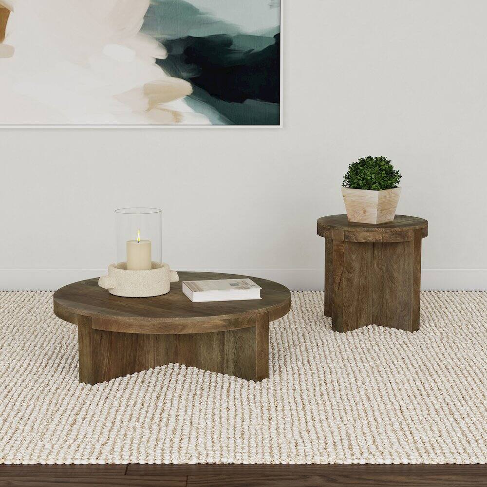 Alt View 5. Coaster Co. of America - Kinkaid Round Solid Mango Wood Coffee Table Brown - Brown.