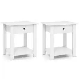 Kadyn - Set of Two 3-Tier Modern Nightstands with Drawer and Open Shelf - White