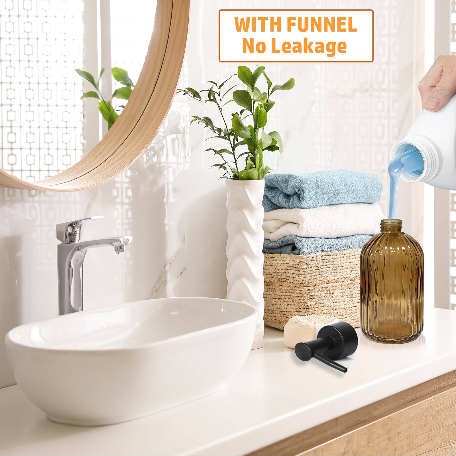 Dapper Styles Pump Glass Soap Dispenser Stripe Countertop Refillable ...