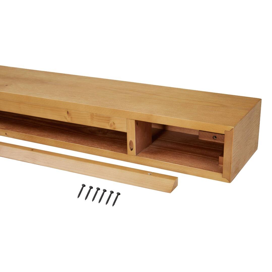 Alt View 5. Touchstone Home Products - Fireplace Mantel Shelf , 84" x 8" x 4.75", Solid Pine Wood Mantel for Over Fireplace - Natural Finish.
