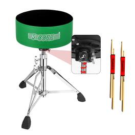 5 CORE - Drum Throne 5" Padded Guitar Stool Adjustable Heavy Duty Music Chair Seat w Luxury Velvet Top - Dark Green