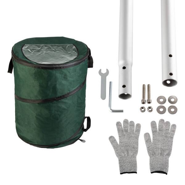 Left. Pure Garden - Metal Leaf Rake and 46-Gal Yard Bag.