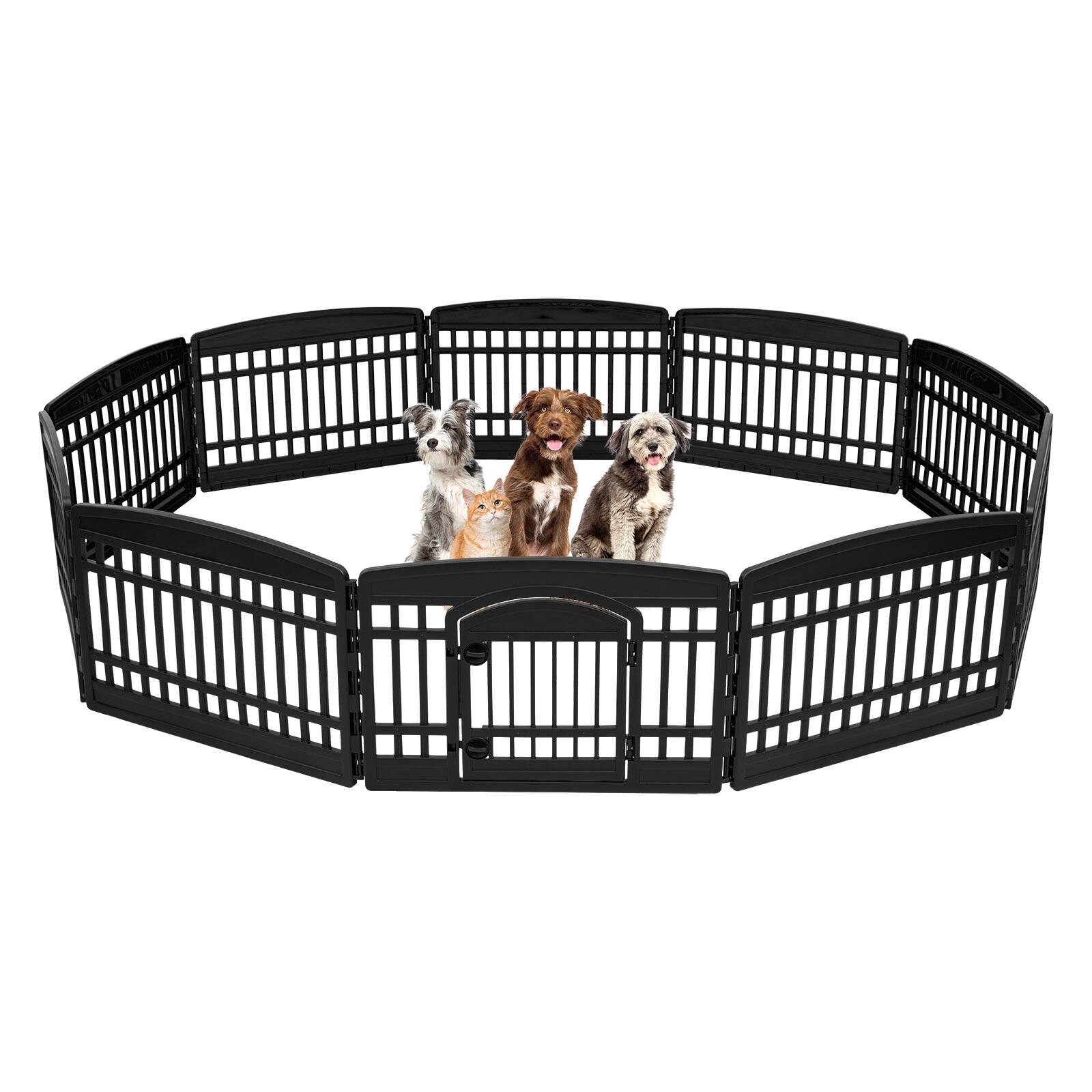 Alt View 7. IRIS USA - IRIS 4-10 Panel 24/34"H Folding Exercise Enclosure Plastic Pet Playpen with Door.