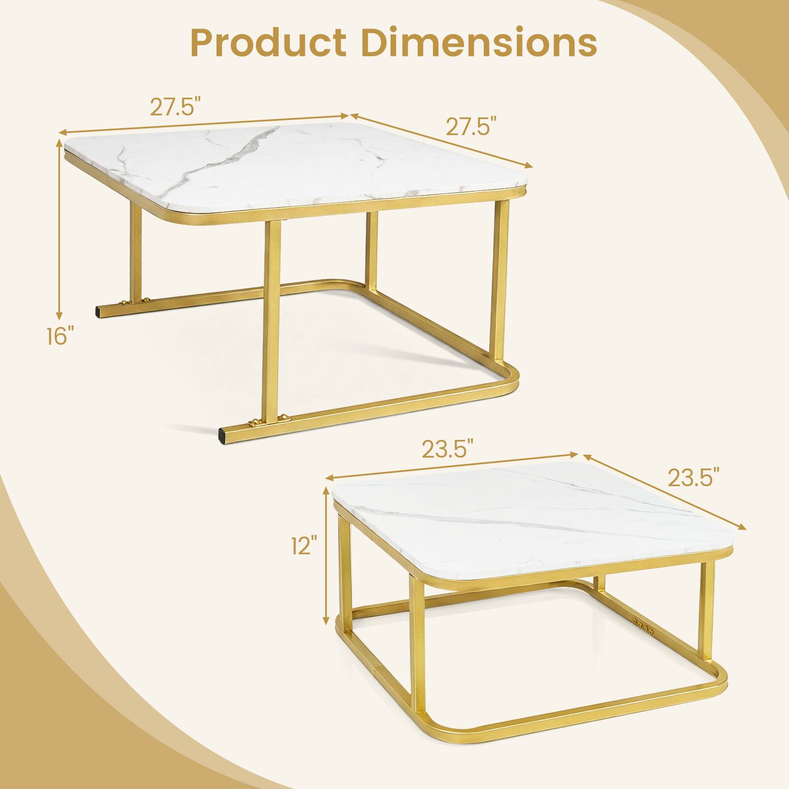 Product Dimensions: 27.5" x 27.5" x 16" and 23.5" x 23.5" x 12"