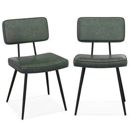 Costway - Dining Chairs Set of 2 with PU Leather Cover Filled Sponge Waterfall Seats - Green