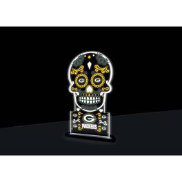 Evergreen Enterprises - Green Bay Packers 10" LED Tabletop Sugar Skull Halloween Desklite Sign - Multicolor