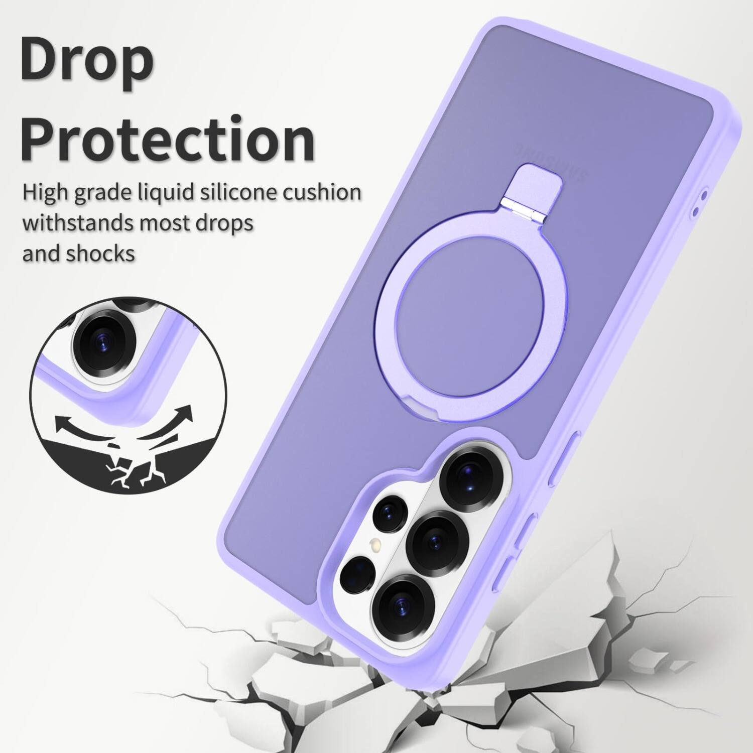 Drop Protection  
High grade liquid silicone cushion withstands most drops and shocks