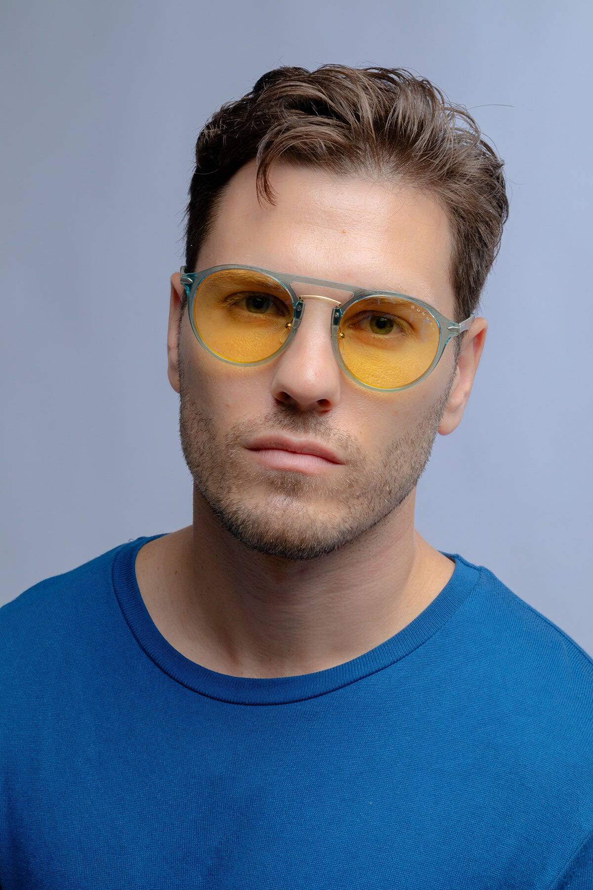 Alt View 1. GUNNAR - GUNNAR Gaming Glasses  - World of Warcraft Alliance Edition, Blue Crystal, Amber Lens- Blue Light Block, Relieve Dry Eye - Blue Crystal.