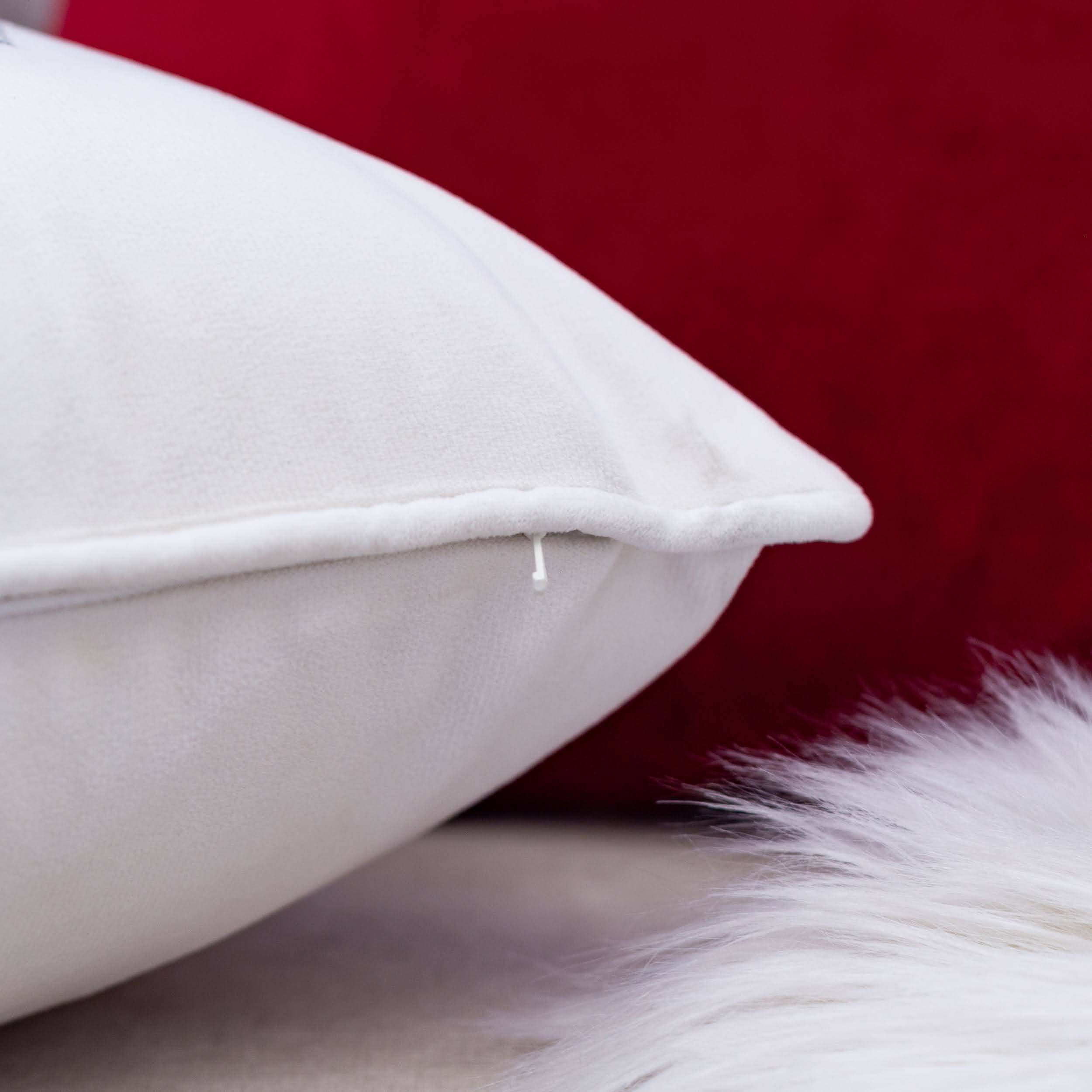 Back. LuXeo - Holiday Christmas Velvet Velvet Throw Pillow, Size: 14"x20" - IVORY.