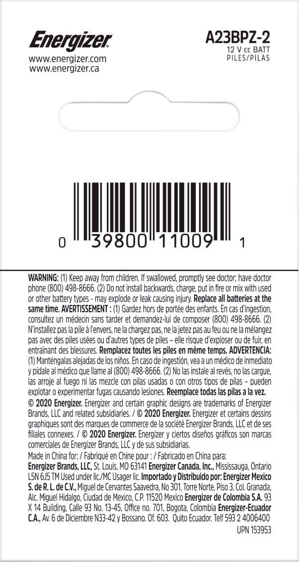 Alt View 1. Energizer - A23 Batteries (2 Pack), Miniature Alkaline Small Batteries - Silver.