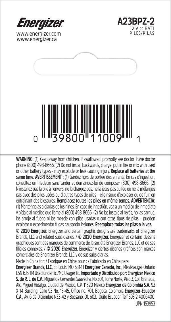 Alt View 1. Energizer - A23 Batteries (2 Pack), Miniature Alkaline Small Batteries - Silver.