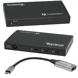 Plugable - Thunderbolt 4 Hub - 4-in-1 Pure USB-C Design - Includes USB-C to 4K HDMI Adapter - Driverless - Black